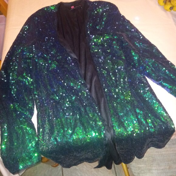 Sequin mermaid jacket formal open front blazer casual long sleeve cardigan coat - Picture 3 of 3